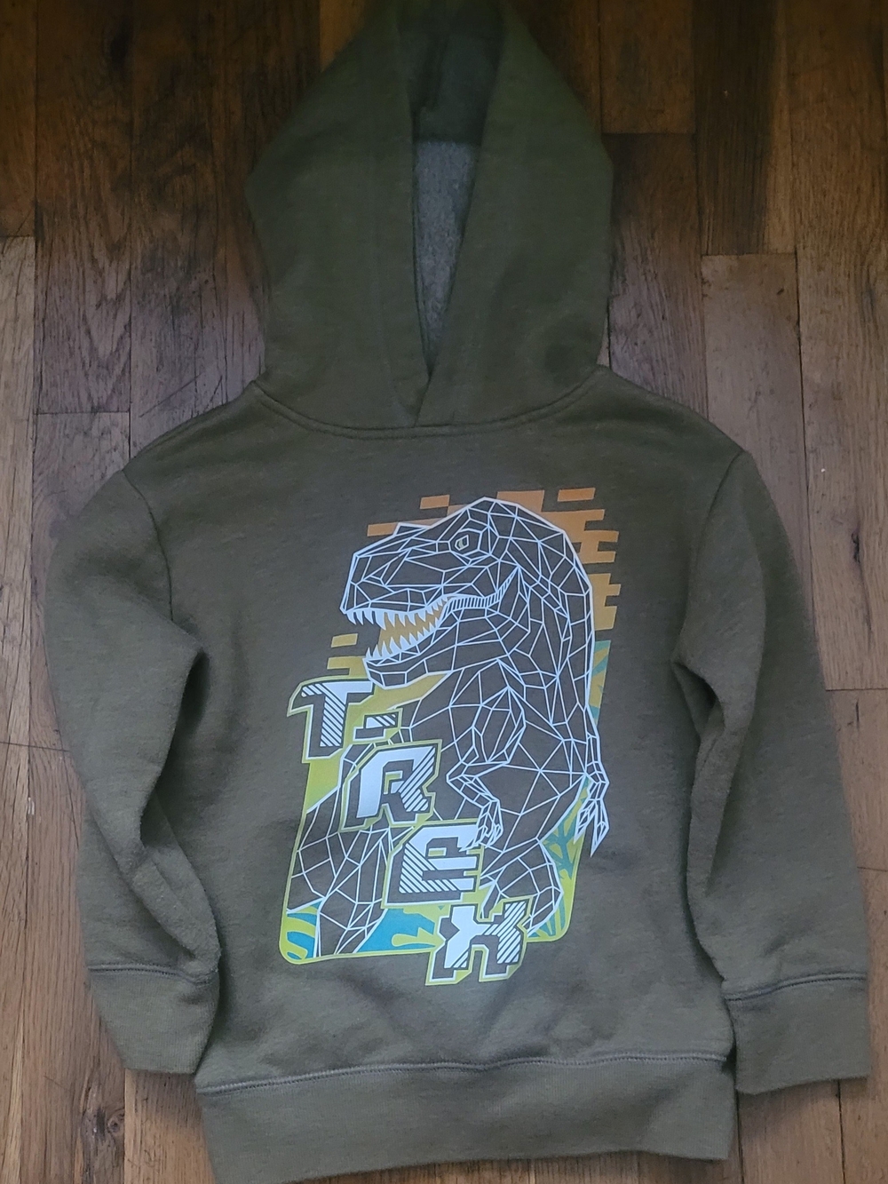 jumping beans Olive Green Geometric Dino Hoodie